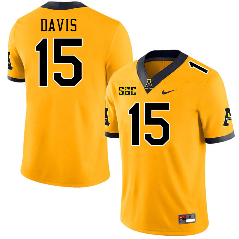 Appalachian State Mountaineers #15 Thomas Davis College Football Jerseys-Gold